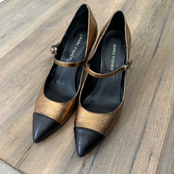 Marc Fisher bronze and black Mary Jane heels - Picture 8 of 8